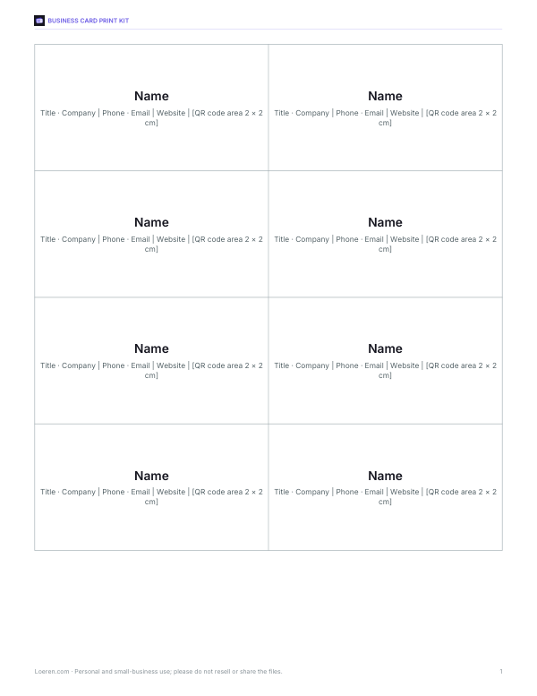 Preview of Business Card Template PDF